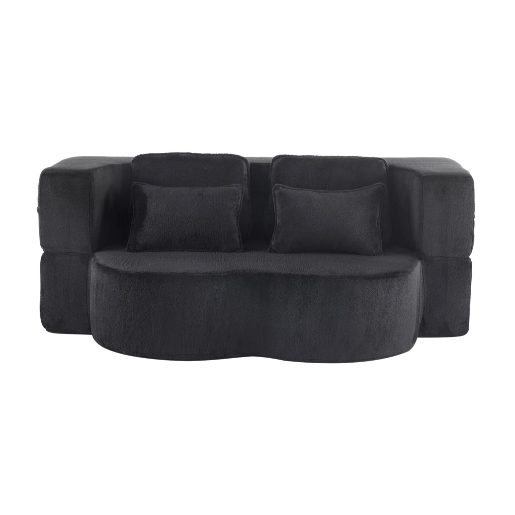 Divano Letto Pieghevole ¨C MINIMAL ¨C Nero, Flanella, Cuscini