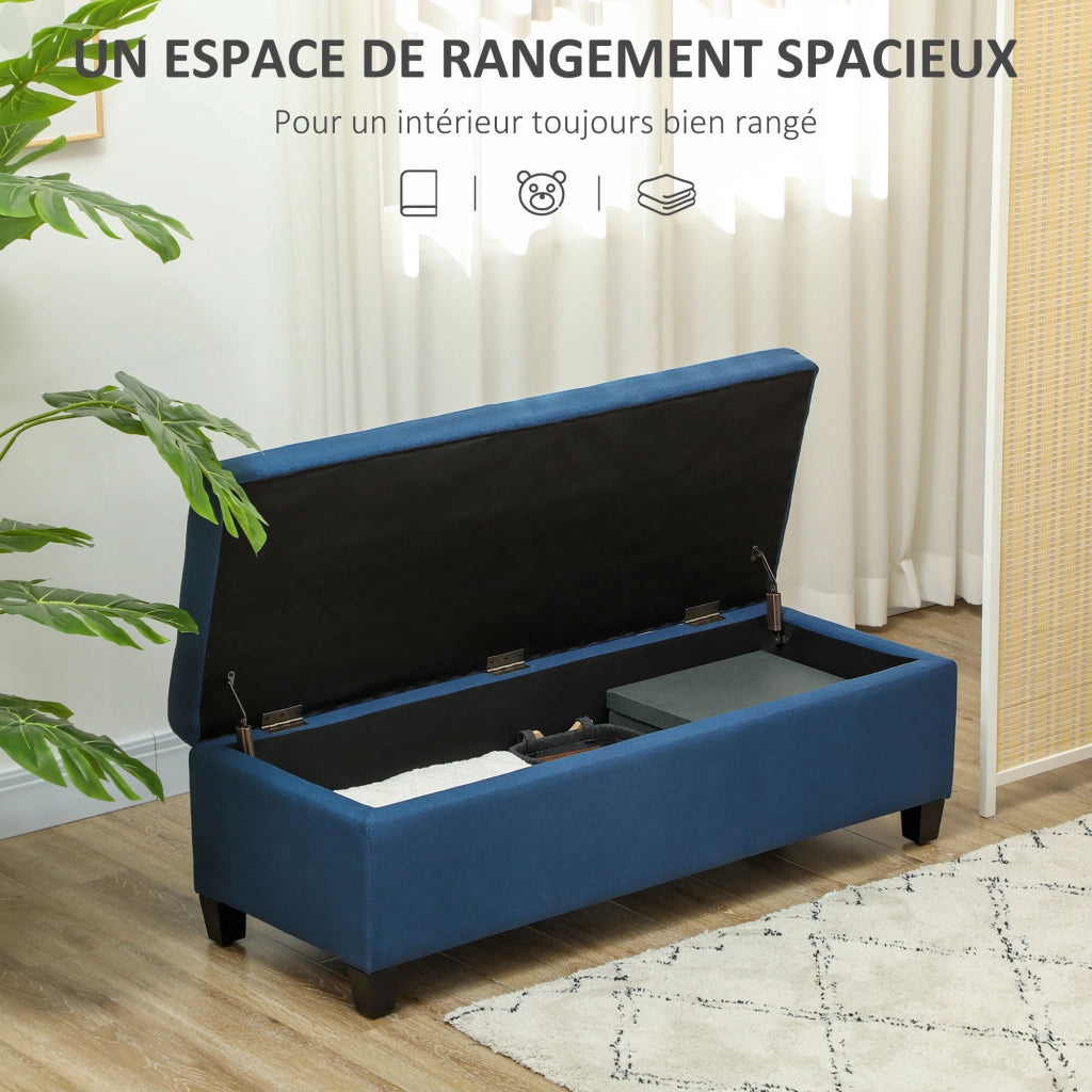 Pouf con contenitore ¨C Minimal ¨C blu, tessuto, 125x49x41,5 cm