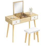 Tavolo da trucco con specchio ¨C Minimal ¨C naturale 100x45x118 cm