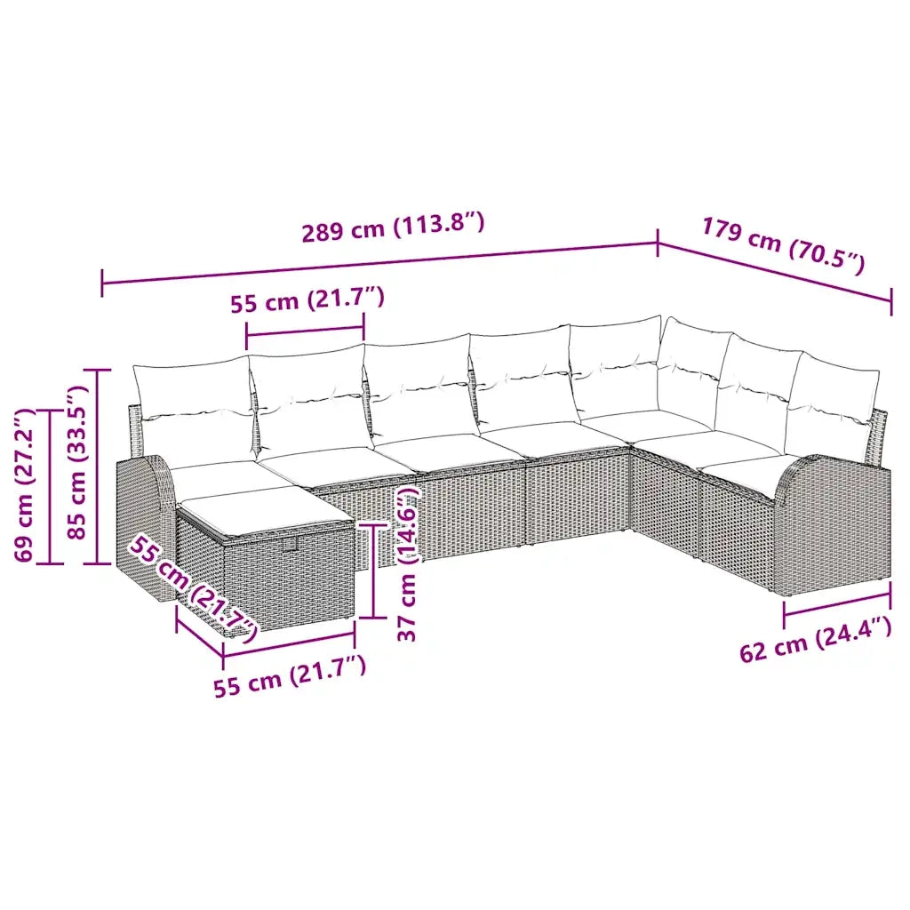 Set di divani con cuscino beige e panna polyrattan 3359130