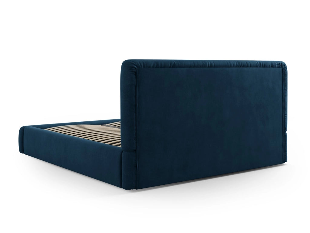 Cosmopolitan Design - Letto a cassettone con testiera "Colonel" 180x200cm in ciniglia blu reale 