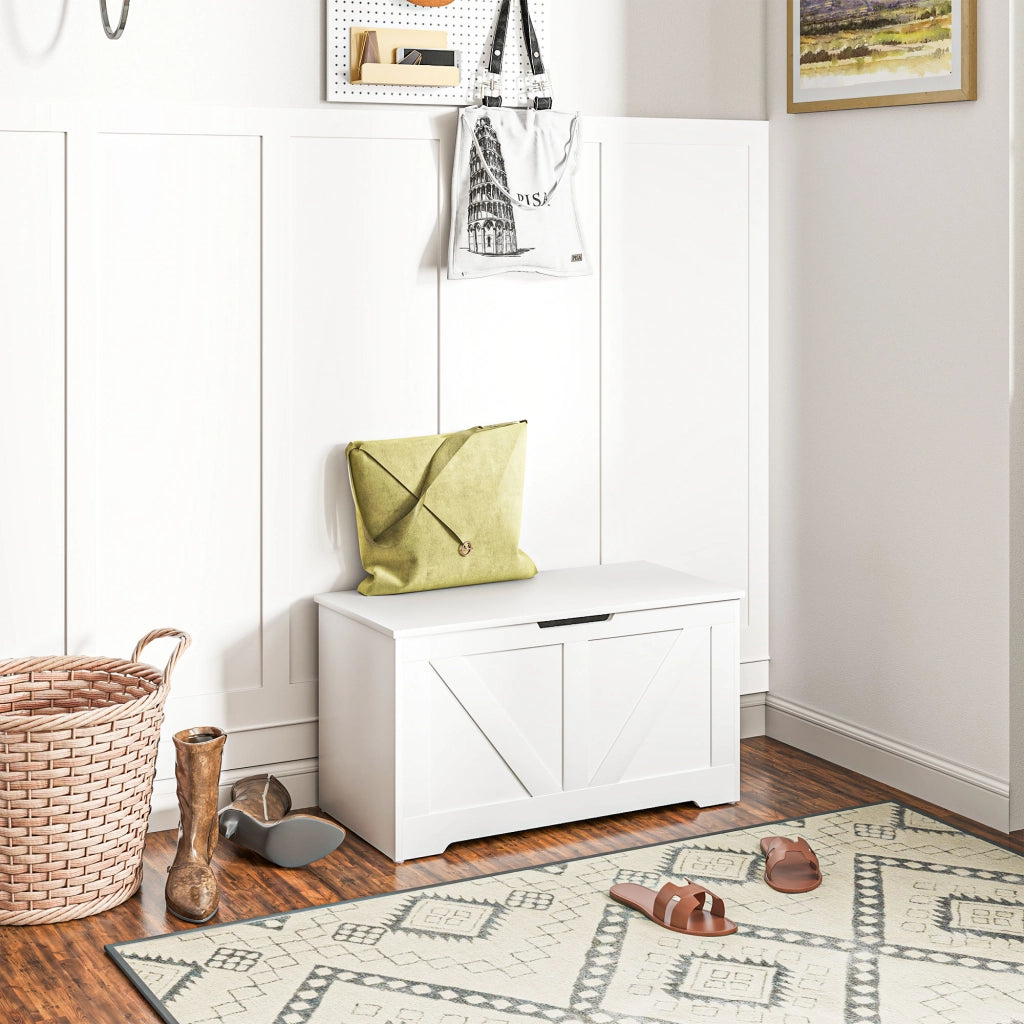 Baule Contenitore per Camera da Letto con Coperchio ¨C Minimal ¨C 80x40x45 cm Bianco