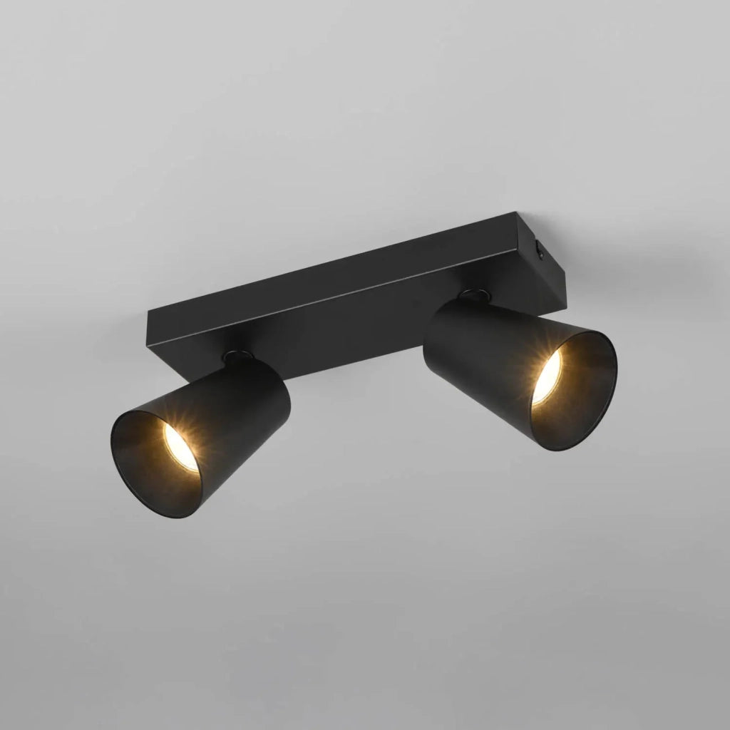 LÚZETE - SPOT DA SOFFITTO/ MURO 2 LUCI METALLO NERO GU10 SILVANO