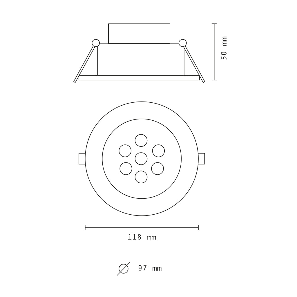 Faretto da incasso orientabile con vetro trasparente 7w 6000K luce fredda