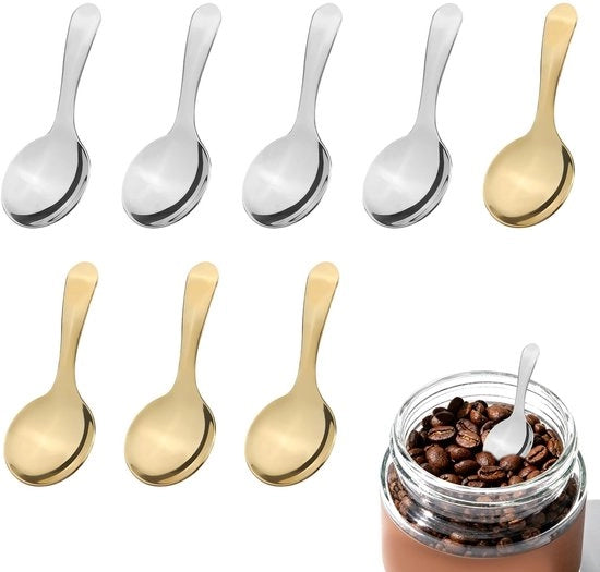 Set di Spiedini in Acciaio Inox da Cucina - 8 Pezzi - Manico Corto - 10,2 cm di Lunghezza
