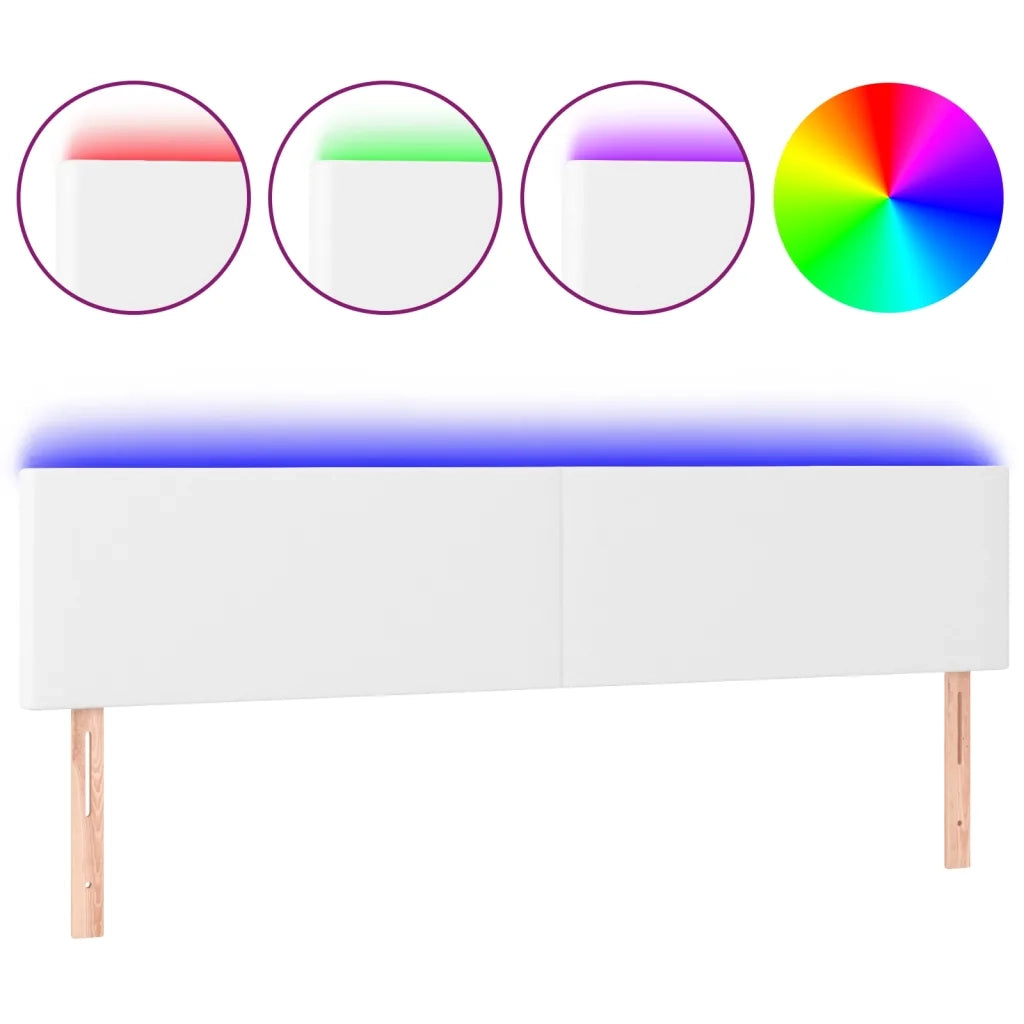 Testiera | Testata Bianca a LED 180x5x78/88 cm in Similpelle