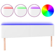 Testiera | Testata Bianca a LED 180x5x78/88 cm in Similpelle