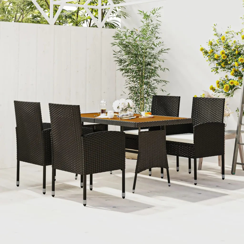 Set da Pranzo per Esterni 5 pz in Polyrattan Nero 3120098