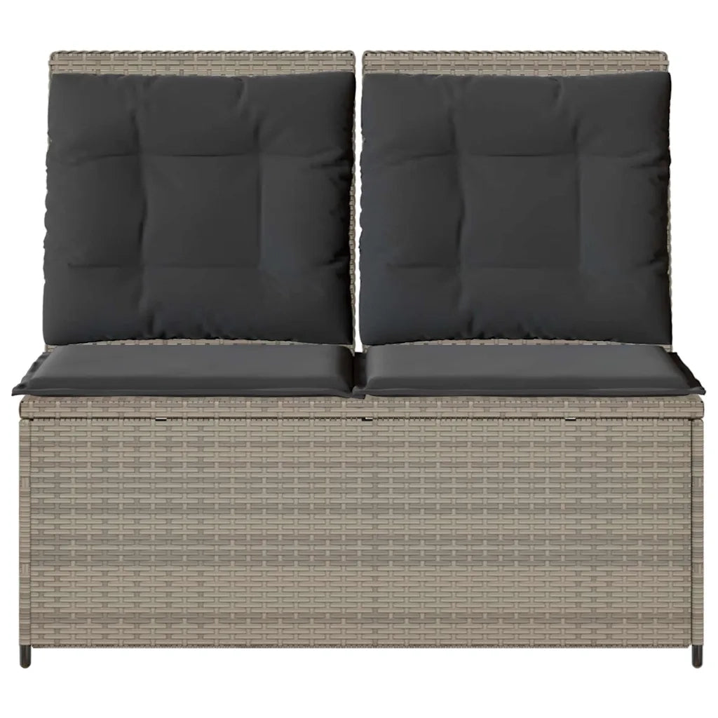 Panca Reclinabile Giardino con Cuscini Grigio Chiaro Polyrattan 368969
