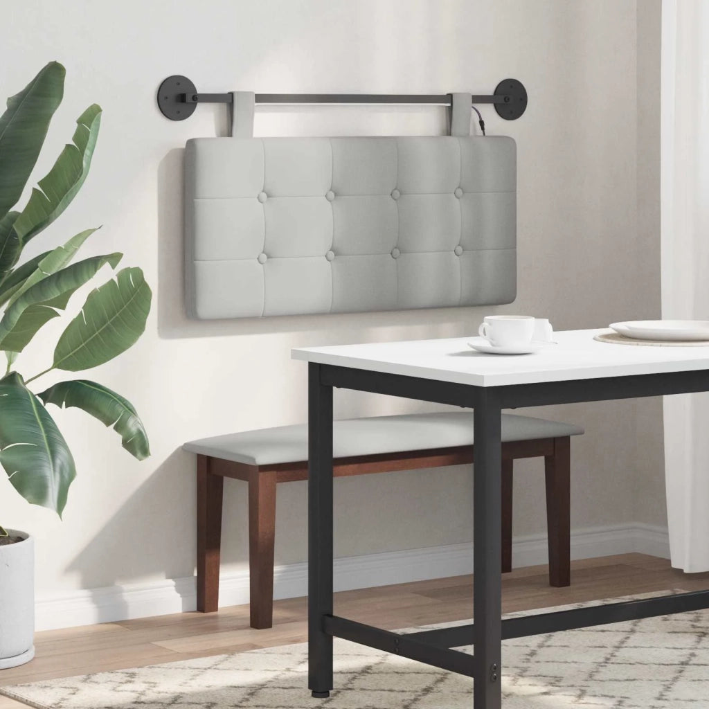 Testiera sospesa Con luce LED Grigio Nuvola Tessuto 3424344