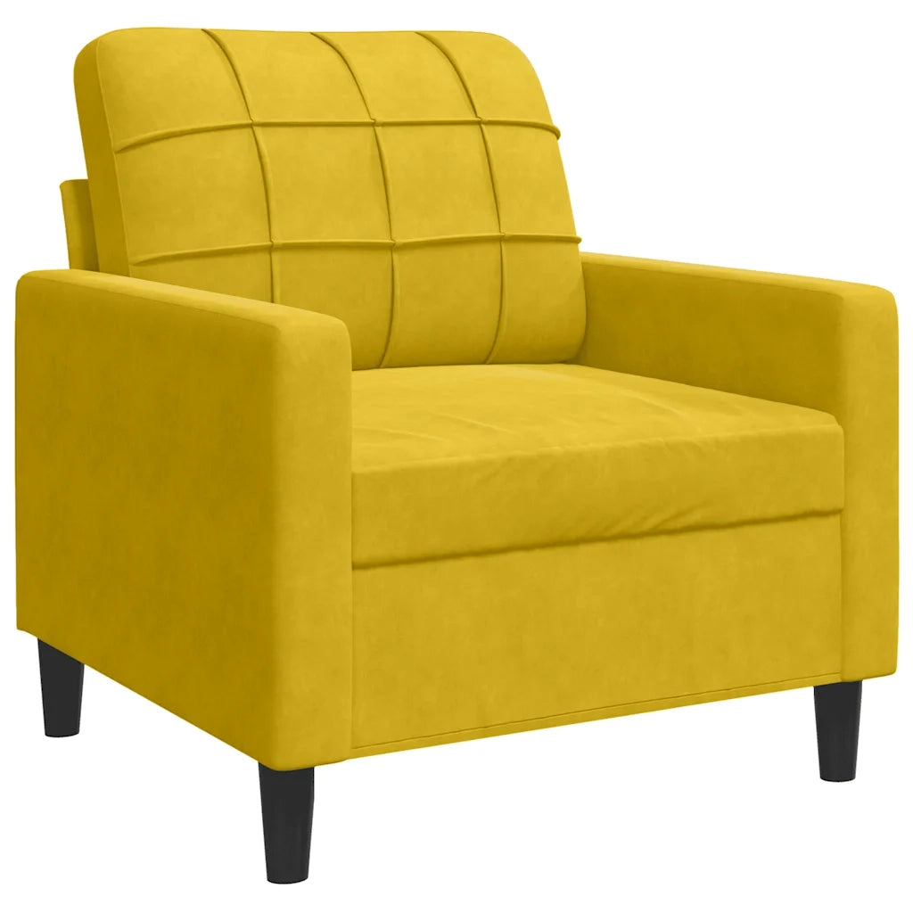 Set di Divani 3 pz con Cuscini e Rinforzi Giallo in Velluto 3278377
