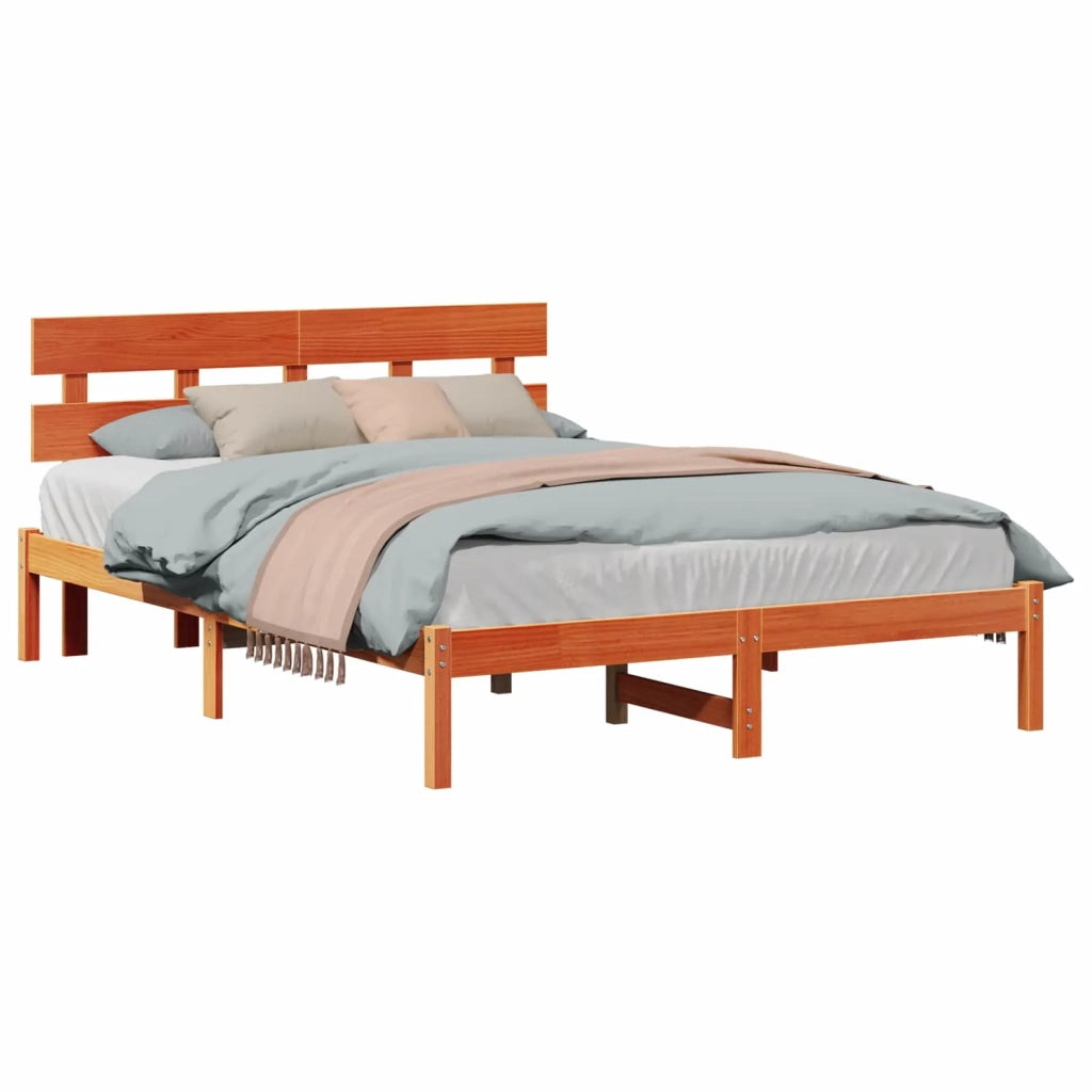 Letto matrimoniale | Letto per adulti | Struttura del letto Marrone 140 x 200 cm Legno massello di pino