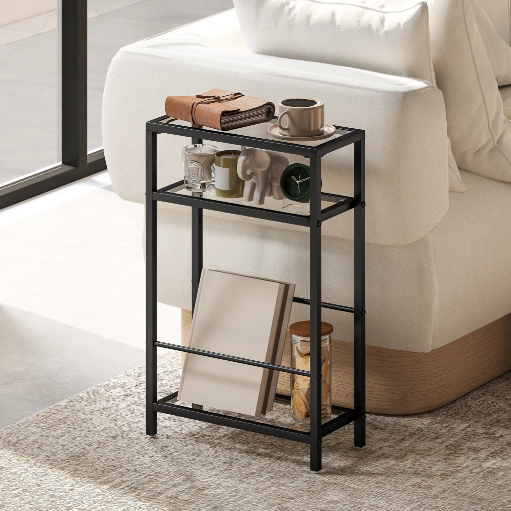 Libreria a scaffali con ripiani in vetro ¨C zephmum ¨C nero 18 cm