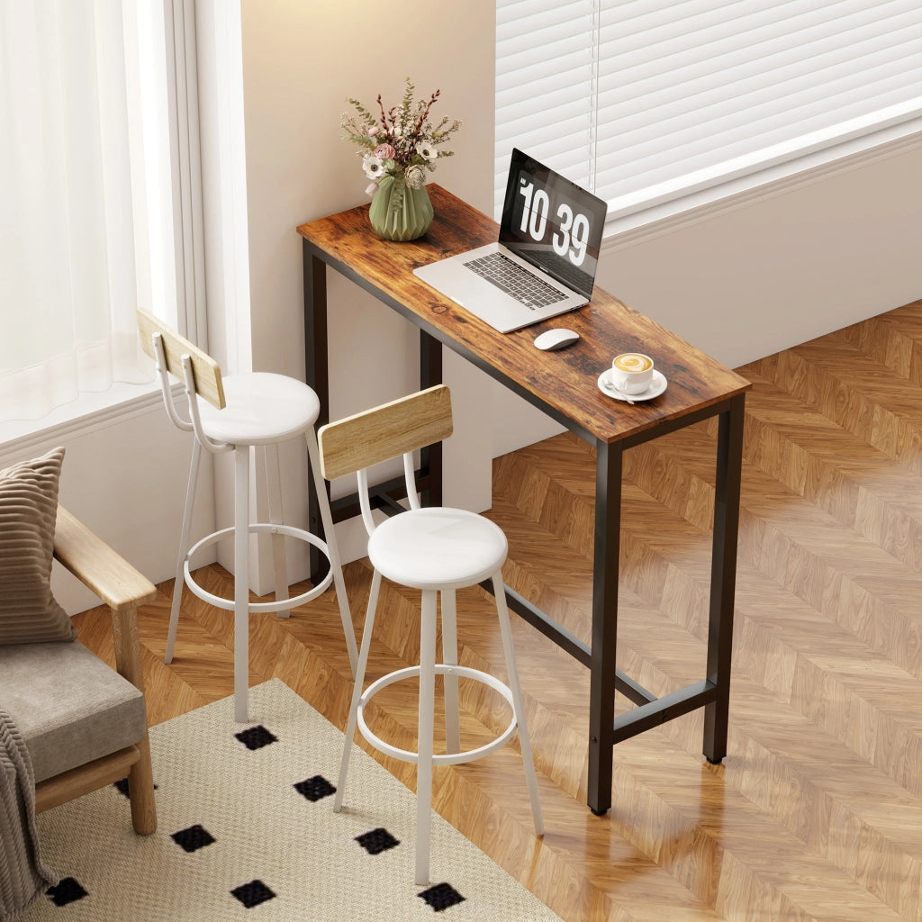 Sgabelli da Cucina con Schienale ¨C Minimal ¨C 2 Pezzi, PU, Naturale e Bianco