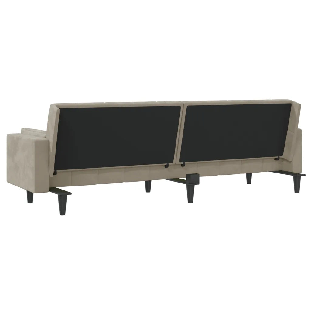 Divano letto | Sof¨¤ letto | Letto singolo a 2 Posti con 2 Cuscini Grigio Chiaro in Velluto