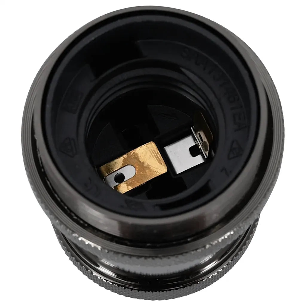 Portalampade 2 pz Nero Lucido E27