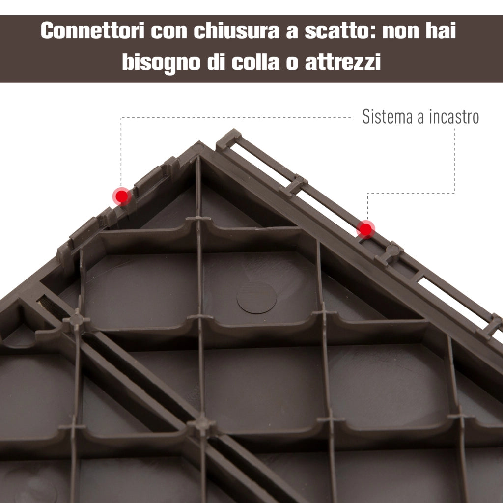 Set 9 Mattonelle a Incastro per Terrazzo ¨C Minimal ¨C Marrone 30x30x2cm