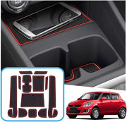 Accessori per Suzuki Swift/Sport/Hybrid 2017-2022 2023, tappetini antislittamento, tappetini in gomma per supporto manubrio console, becheriere, cestino, accessori per Suzuki Swift (rosso)