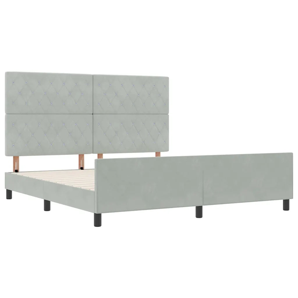 Letto a molle con testiera Grigio chiaro 180 x 200 cm Velluto 3344891