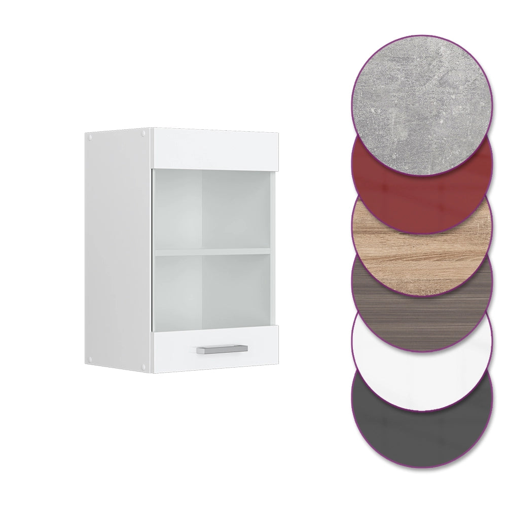 Mobile da cucina in vetro R-Line Bianco lucido/Bianco 40 cm Vicco