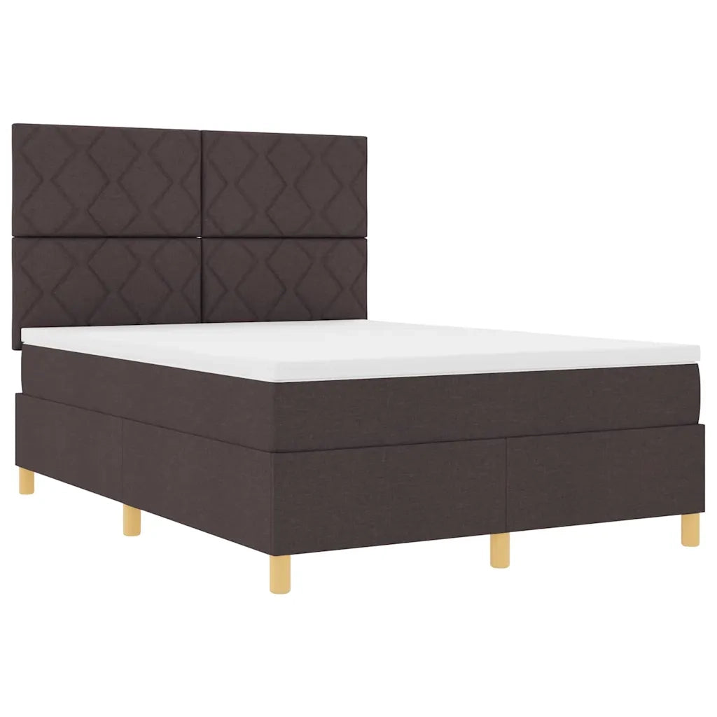 Letto a Sorgente LED Marrone Scuro 140 x 190 cm Tessuto 3343176
