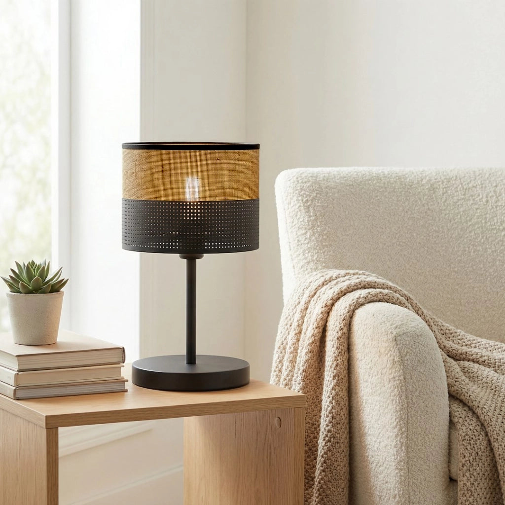 Lampada da tavolo KARBON nera marrone E27 Emibig