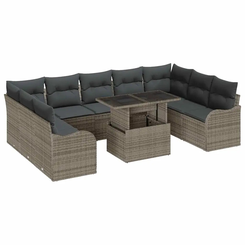 Set Divano da Giardino 10 pcs Grigio Rattan in Polipropilene 3357262