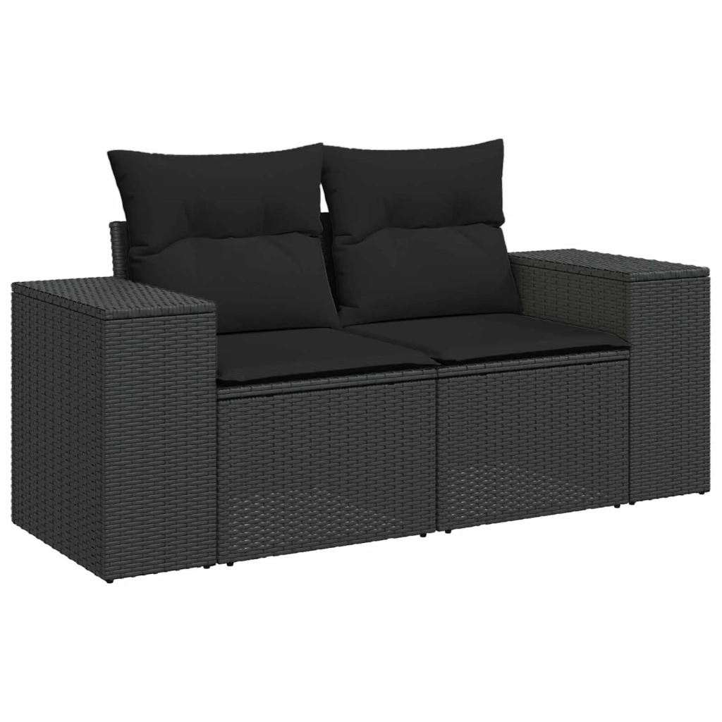 Set Divano da Giardino con cuscino 12 pcs Nero polyrattan