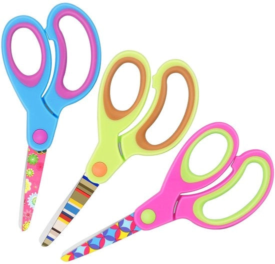 Scaletta per bambini - Puntino stompato - Coltelli in acciaio inossidabile - Manico morbido - 3 paia - 13x5 cm - Scaletta per bambini