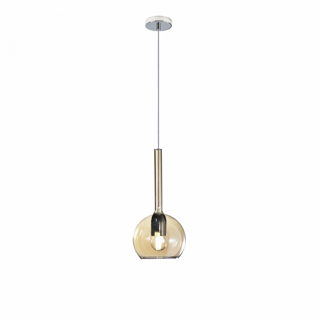 SOSPENSIONE CROMO 1 LUCE PICCOLA AMBRA 1155CR-SP-AM