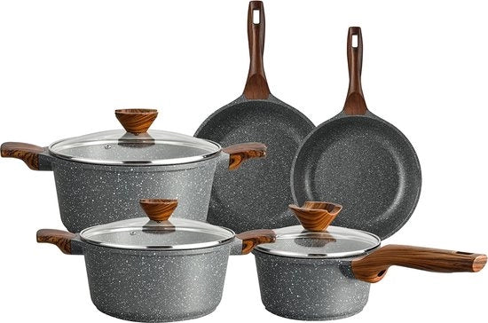 Set di pentole / pannini non aderenti, set di padelle, PFAS libero, resistente al lavastoviglie