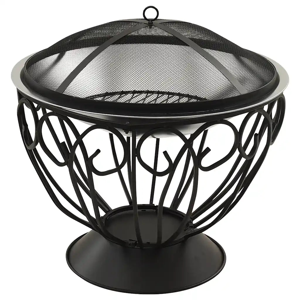 Braciere e Barbecue 2in1 e Attizzatoio 59x59x60 cm Acciaio Inox 313360
