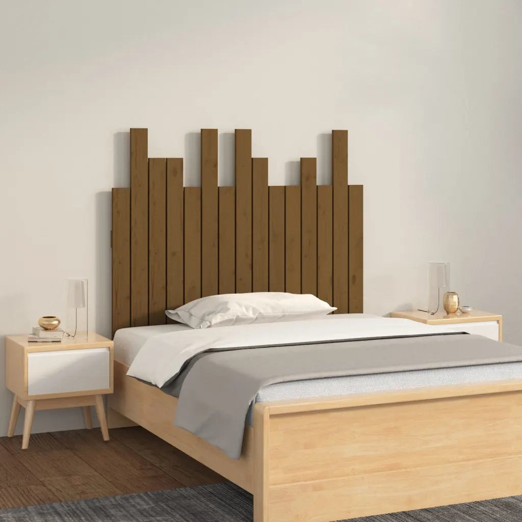 Testiera da Parete-Testiera a Muro-Testata Decorativa Ambra 95,5x3x80 cm in Legno Massello di Pino