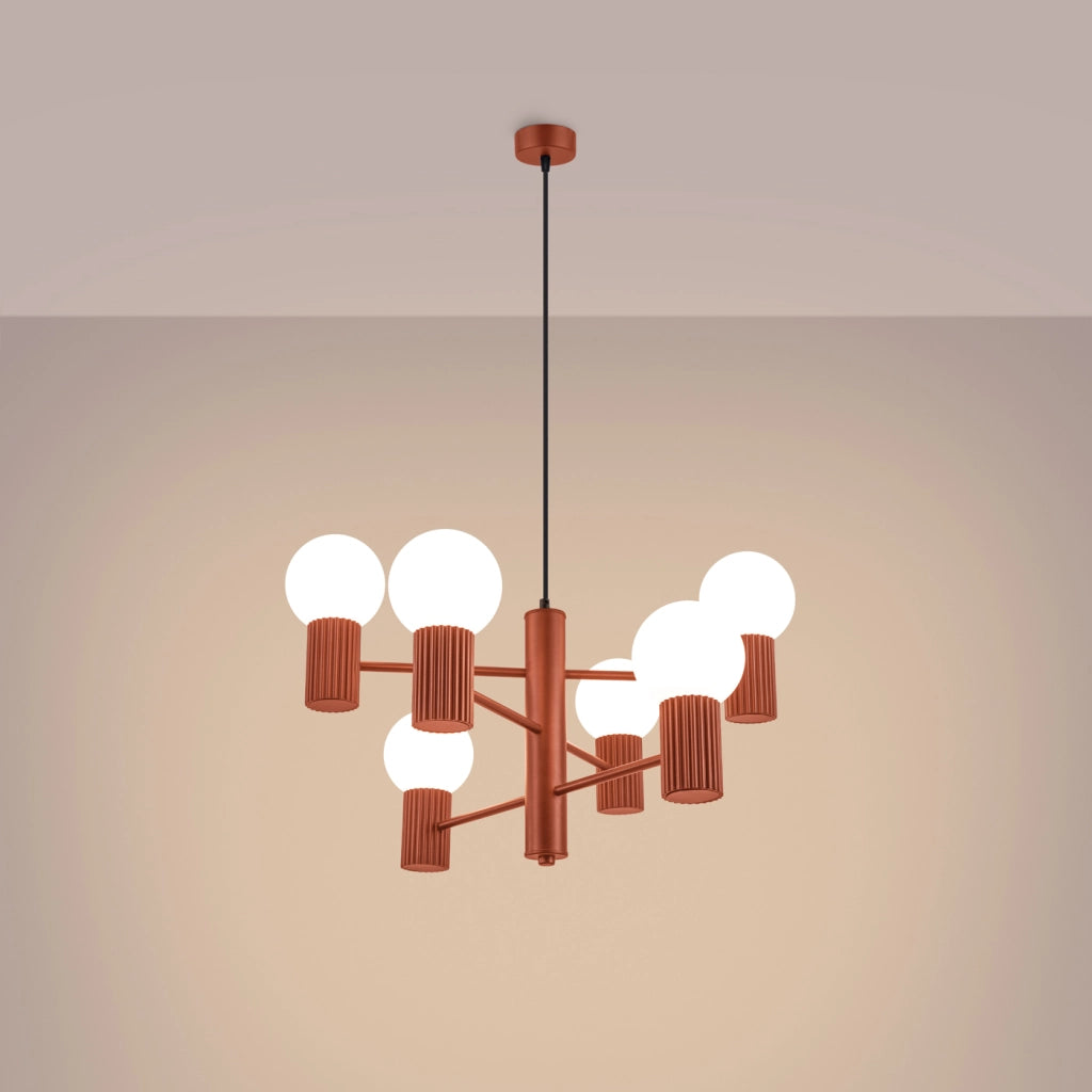 Lampadario HALO 6 rosso ocra