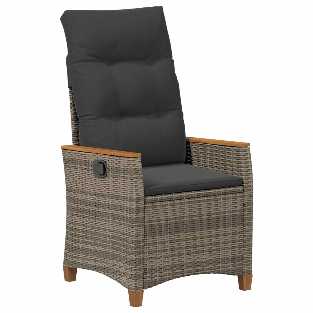Sedia da giardino reclinabile Grigio e Grigio Scuro polyrattan 42026865