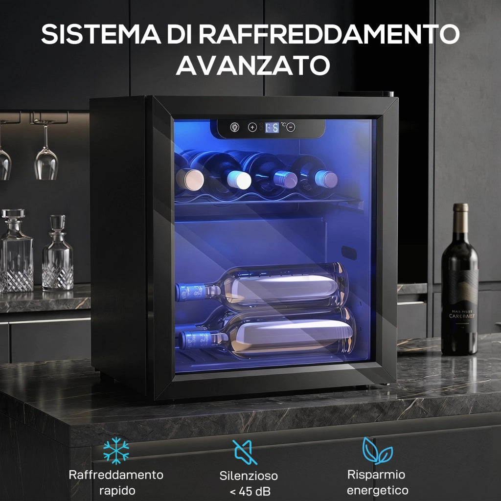 Cantinetta Vino Refrigerata 12 Bottiglie ¨C Minimal ¨C 36L, Nero, Vetro Anti UV