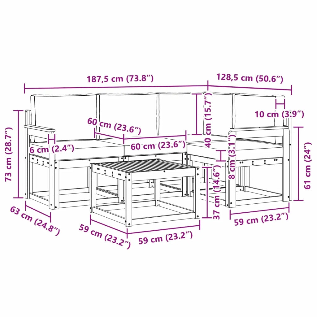 Set di divani da esterno 5 pz Bianco e Antracite 3387586