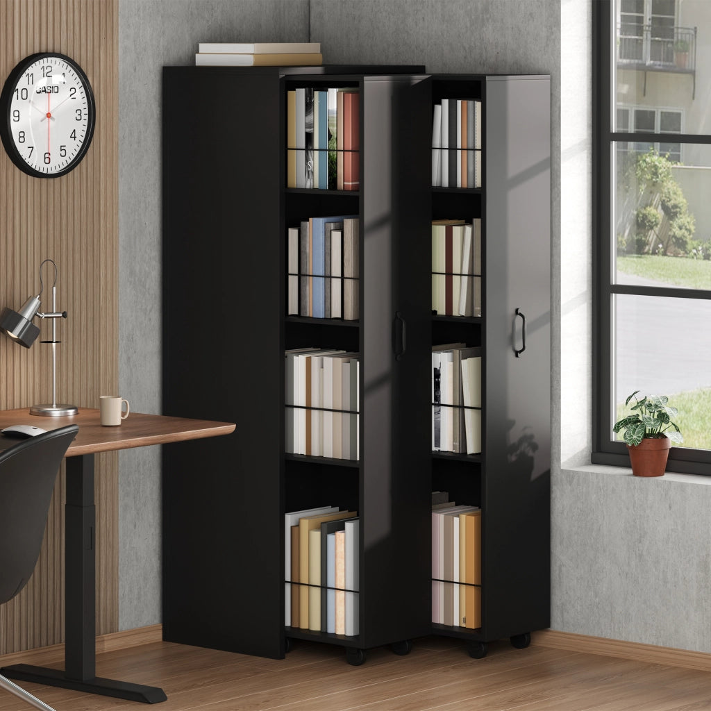 LIBRERIA Estensibile su Ruote 51,5 x 41 x 158 cm MDF Nero