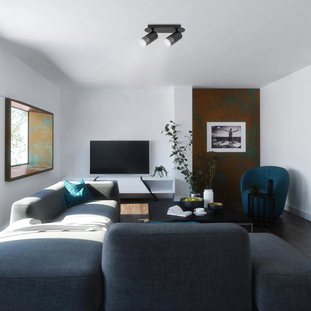 Lampada parete-soffitto moderna 2xGU10 nero Zircon Rabalux
