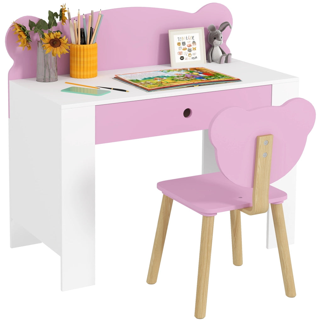 Scrivania per Bambini con Cassetto e Sedia ¨C Minimal ¨C Rosa