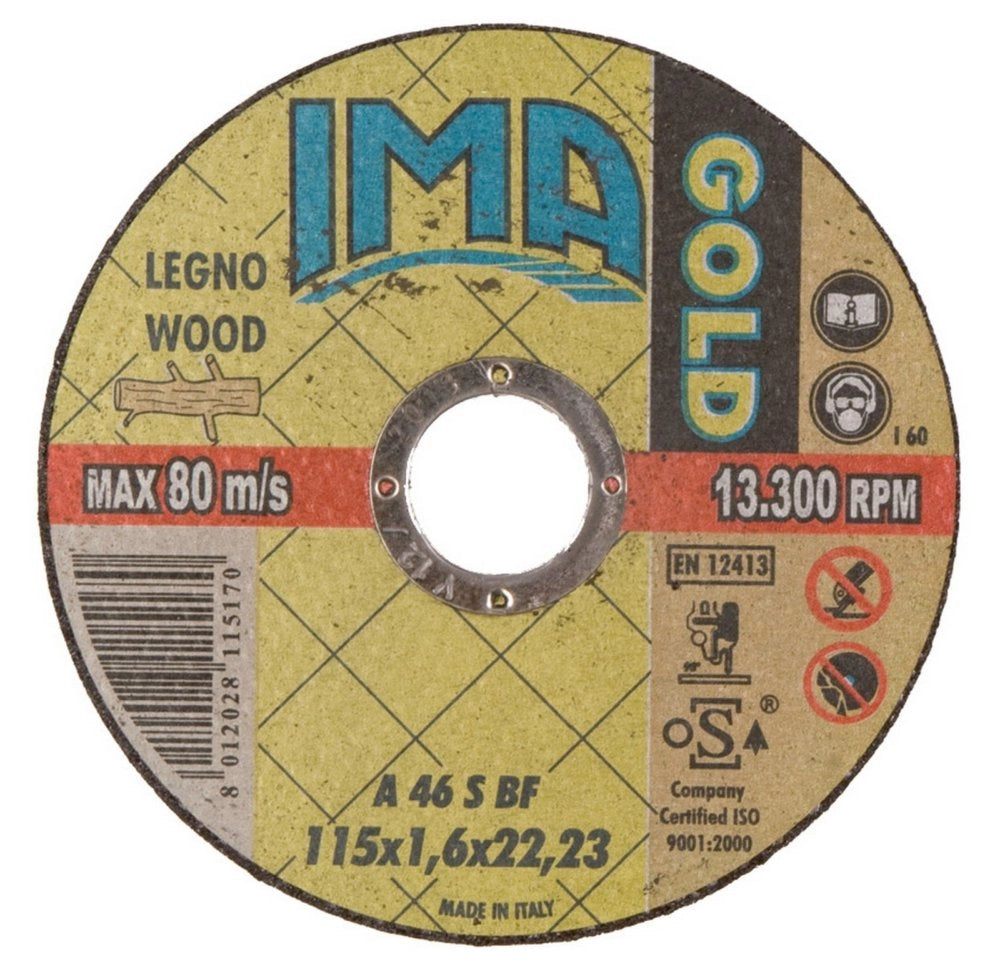 50pz ima minidisco x legno piano diametro 115x1,6x22 cod:ferx.31447