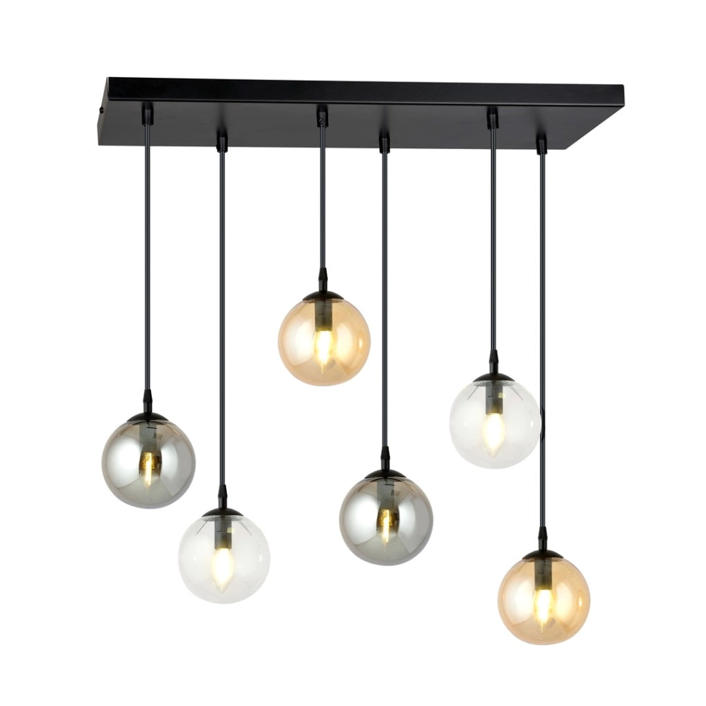 Lampadario Emibig Cosmo 6 luci E14 nero multicolor
