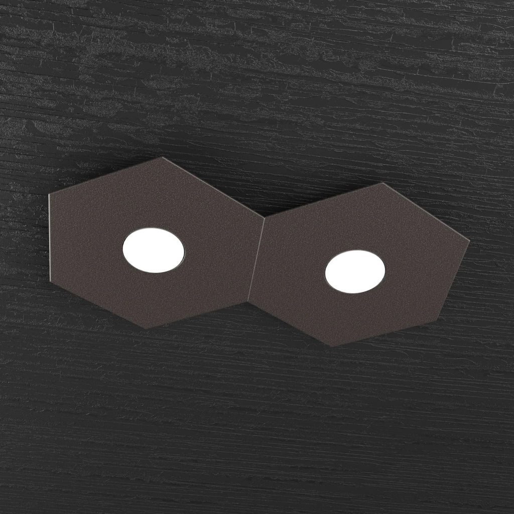 HEXAGON APPLIQUE-PLAFONIERA 2 LUCI MARRONE 1142-2L-MA