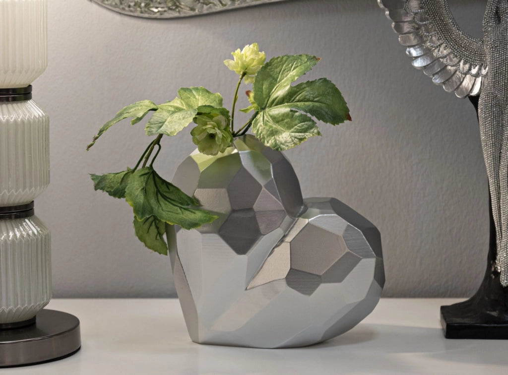 Vaso Heart Silver Cm 19X9X18 Elegante e Moderno