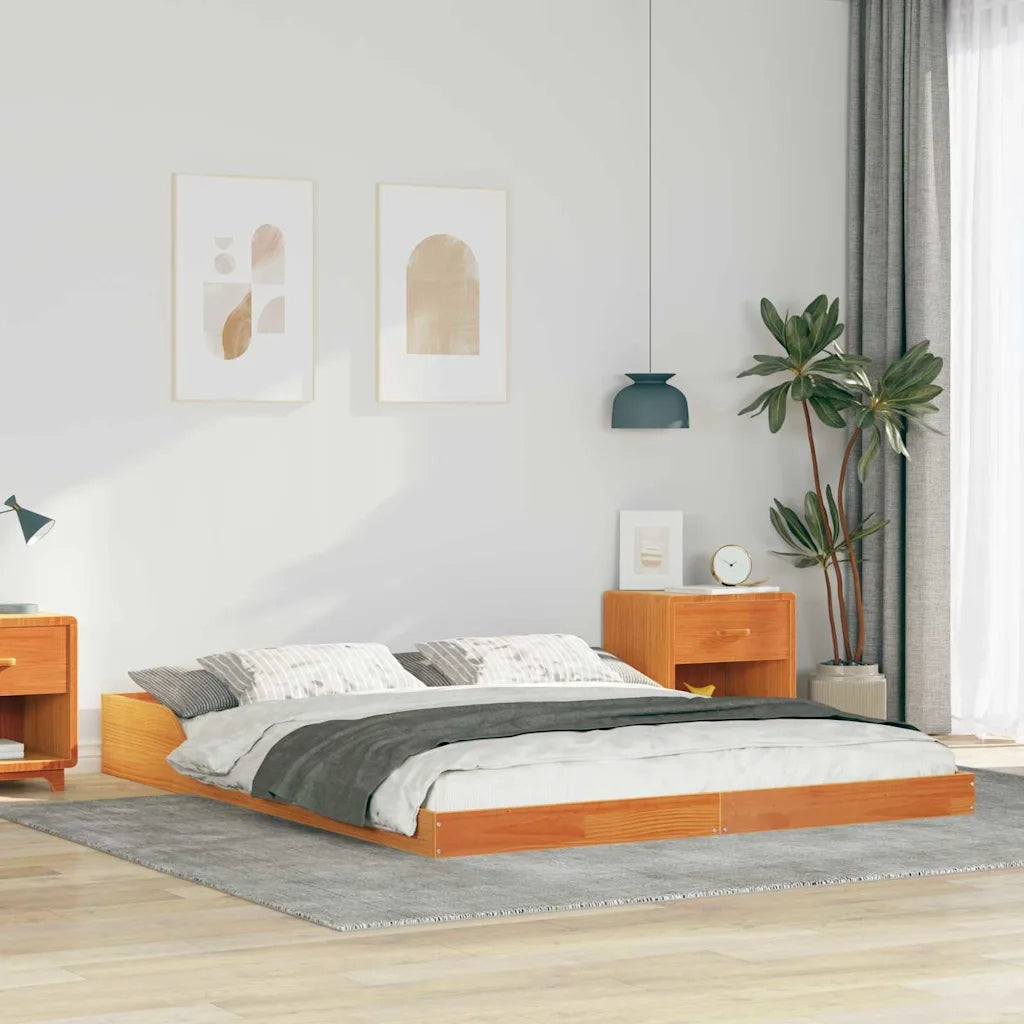 Struttura del letto Marrone cerato 140 x 210 cm Pino massello 873354