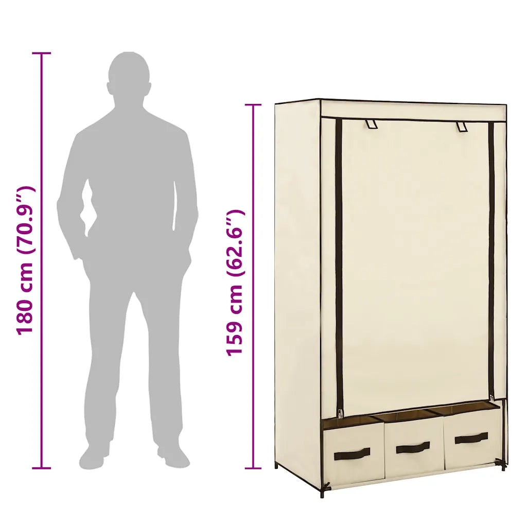 Armadio Crema 87x49x159 cm in Tessuto 282459