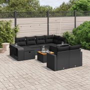 Set Divani da Giardino 11 pz con Cuscini in Polyrattan Nero 3266255