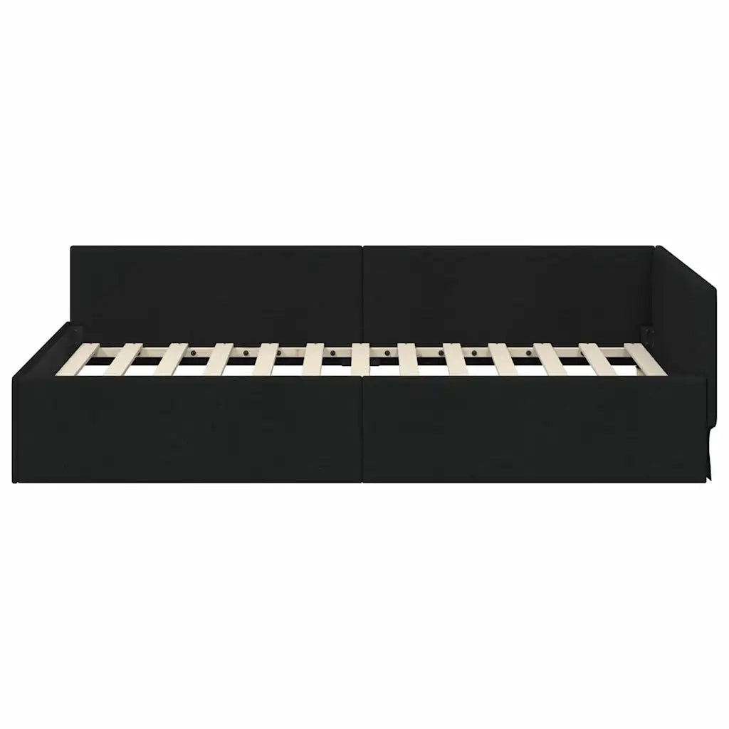 Cornice del letto ad angolo Nero 90 cm x 190 cm Tessuto 42016037