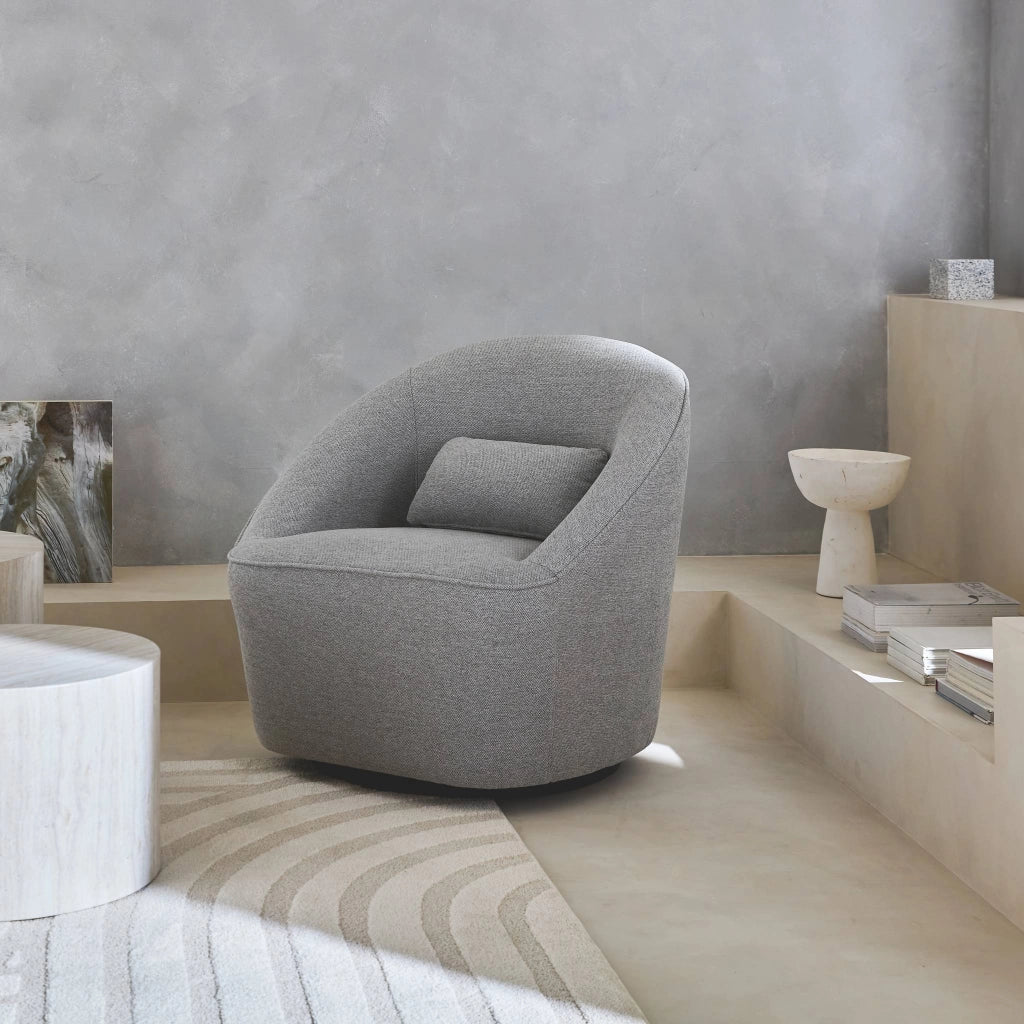 Poltrona girevole 360° con cuscino, grigio chiaro