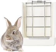 Mangiatutto per Piccoli Animali (Grata in Metallo e Plastica) - Mangiatoia per Roditori (Cavia, Chinčila, Hamster) - Bianco